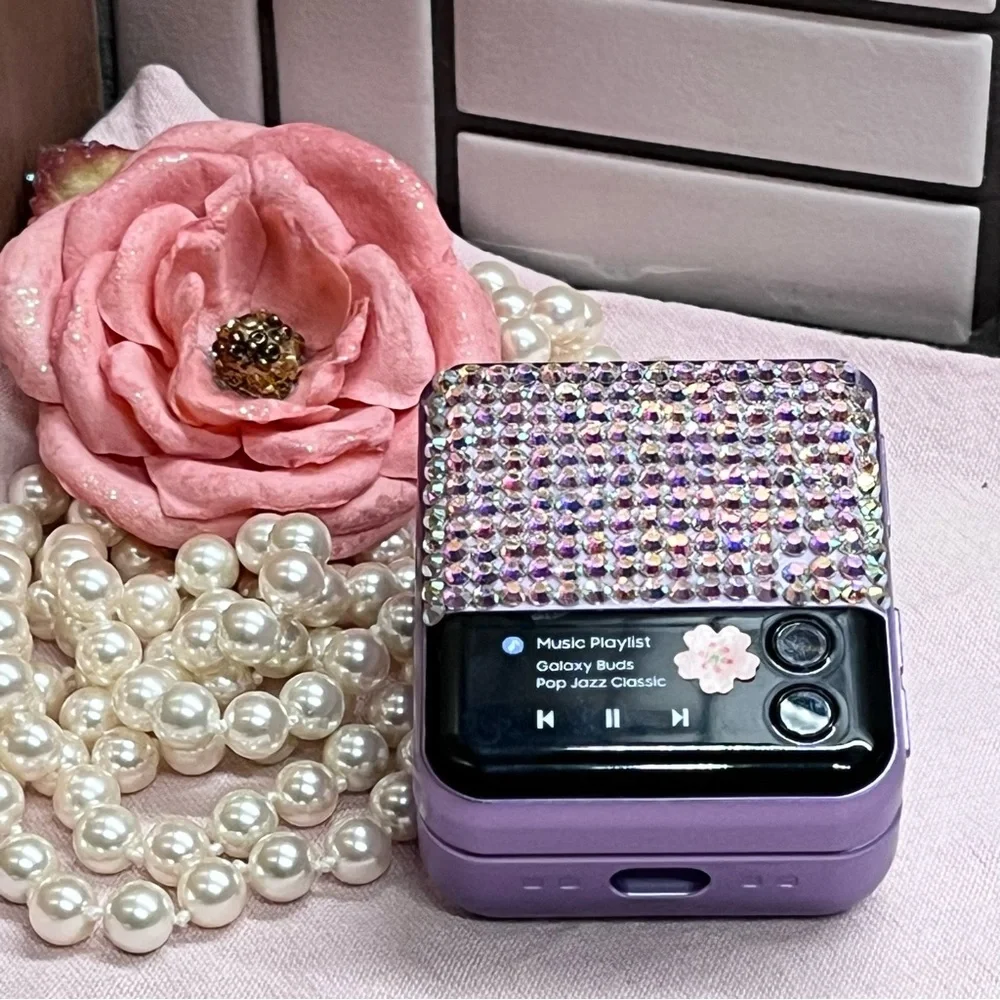 Samsung Galaxy Buds 2/Pro/Live Z Flip 3 Cover Style Case only - Lavender (Bling)